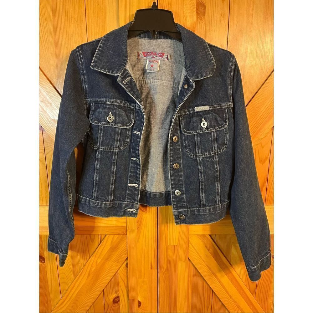 SILVER Dark Blue Jean Jacket Size Medium (2171)